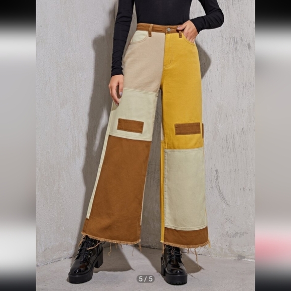 Colorblock Wide-Leg Pants Size Large - Picture 5 of 8